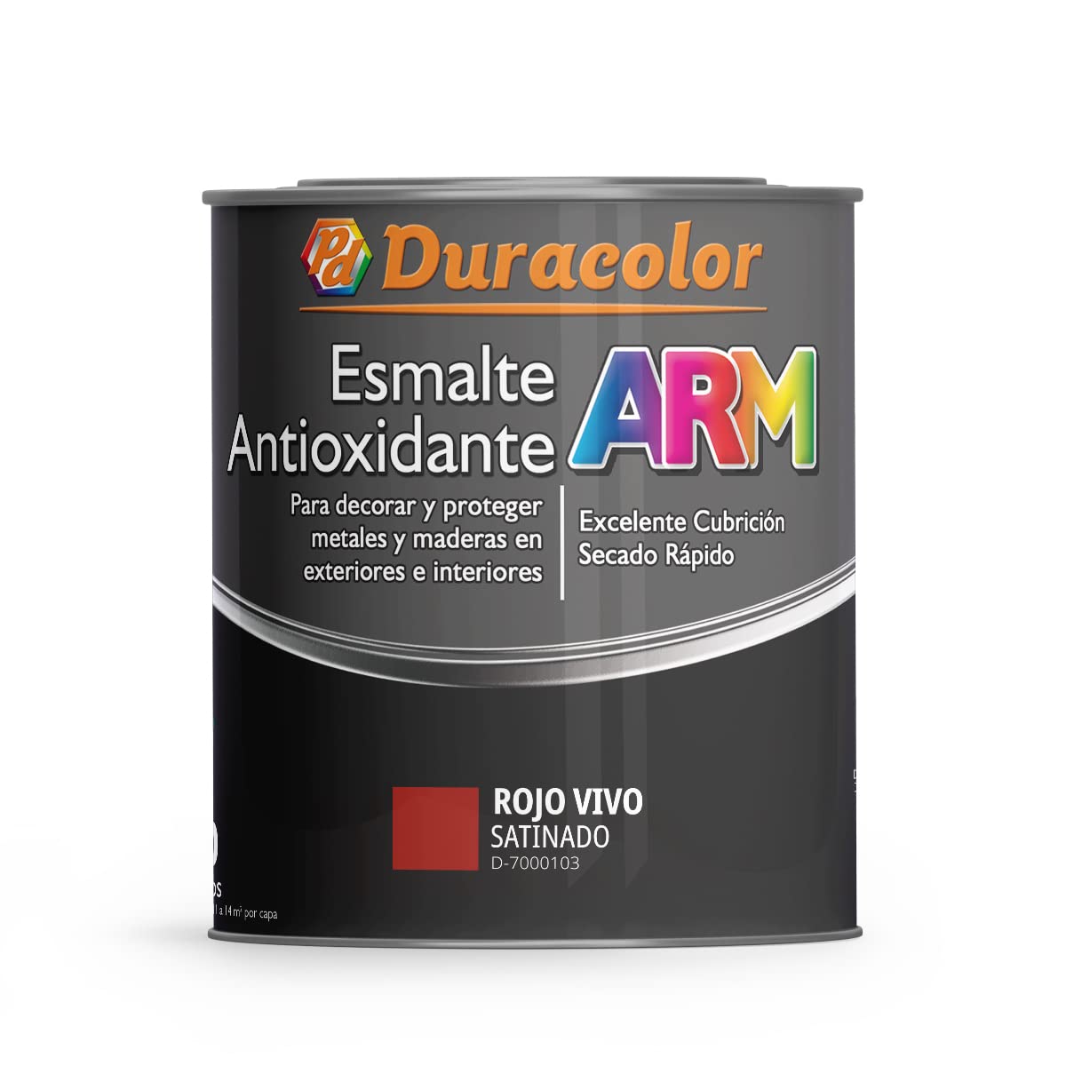 Esmalte Antioxidante ARM - Color Rojo Vivo Satinado - 4 Litros - Superficie Exterior e Interior - Acabado Satinado y de Rápido Secado - Excelente Dureza y Resistencia - Duracolor