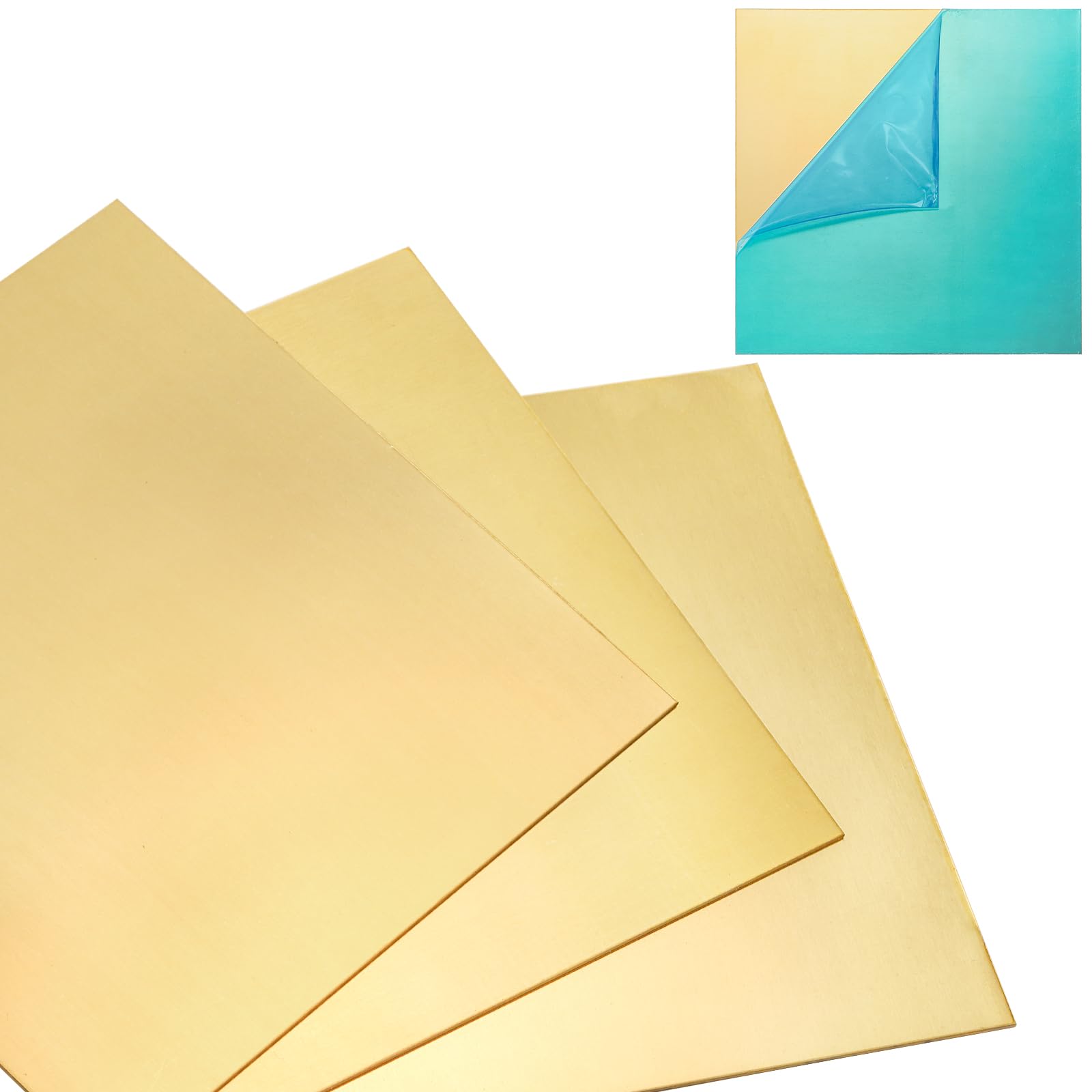 3 Pcs 5.9"×5.9" Brass Sheet, 18 Gauge(1mm) Thickness Brass Sheet Metal, No Scratches, Double-Side Film Attached Brass Plates, Thin Metal Sheets for Crafts DIY, Model Making, Repairs