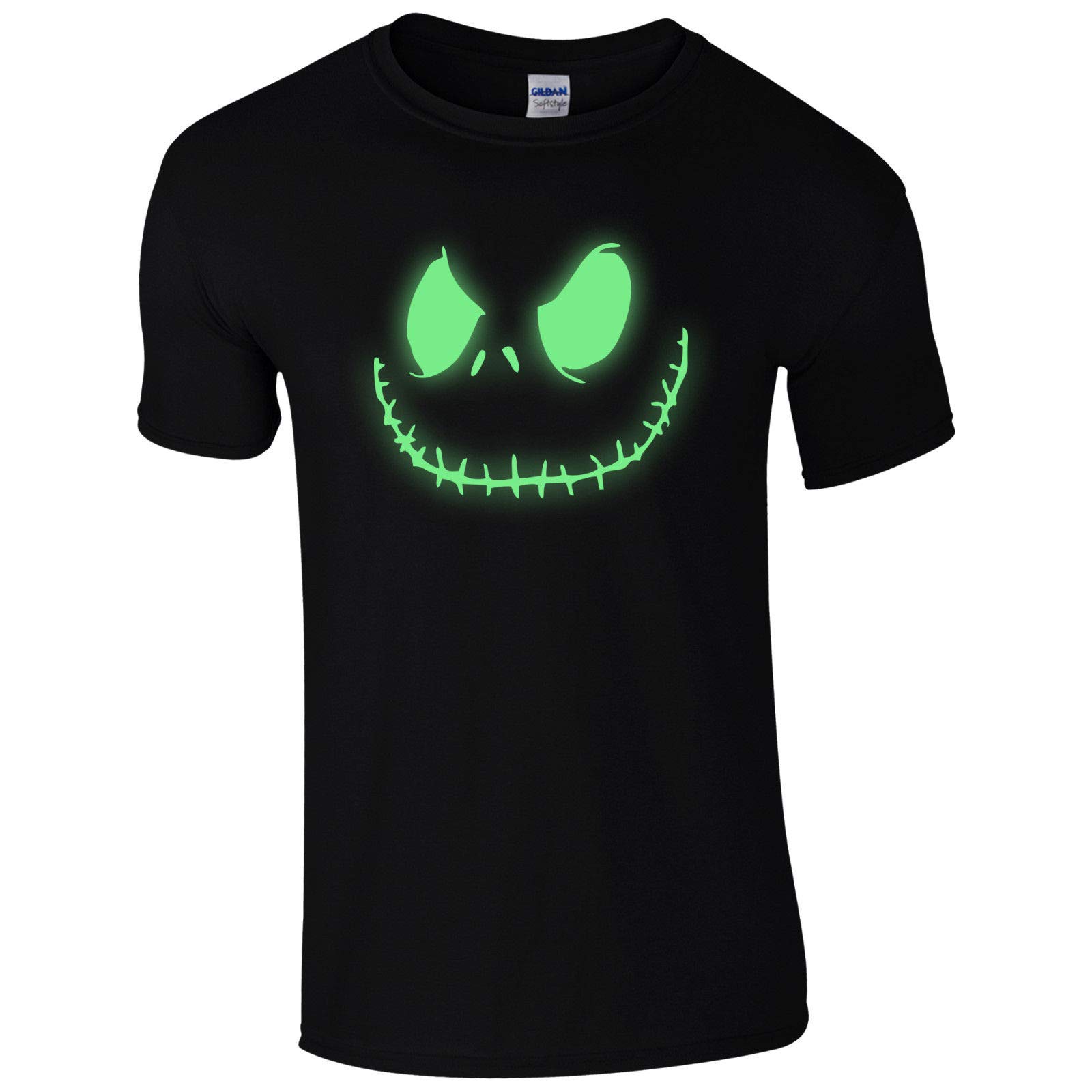 Ukprintwear Men's Black + Glow In The Dark Smiling Jack T-Shirt - Spooky Scary Halloween (2Xl - )