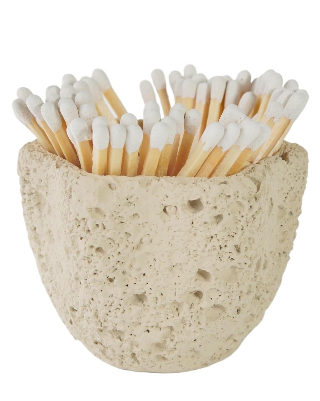 Match Holder,Matchstick Holder Concrete Match Holder with Striker-Beautiful Petal Shape Match in Jar-for Cute/Fancy/Long Candle Matches,Refresh Any Modern Home Decor with Premium floral Jar-No Matches