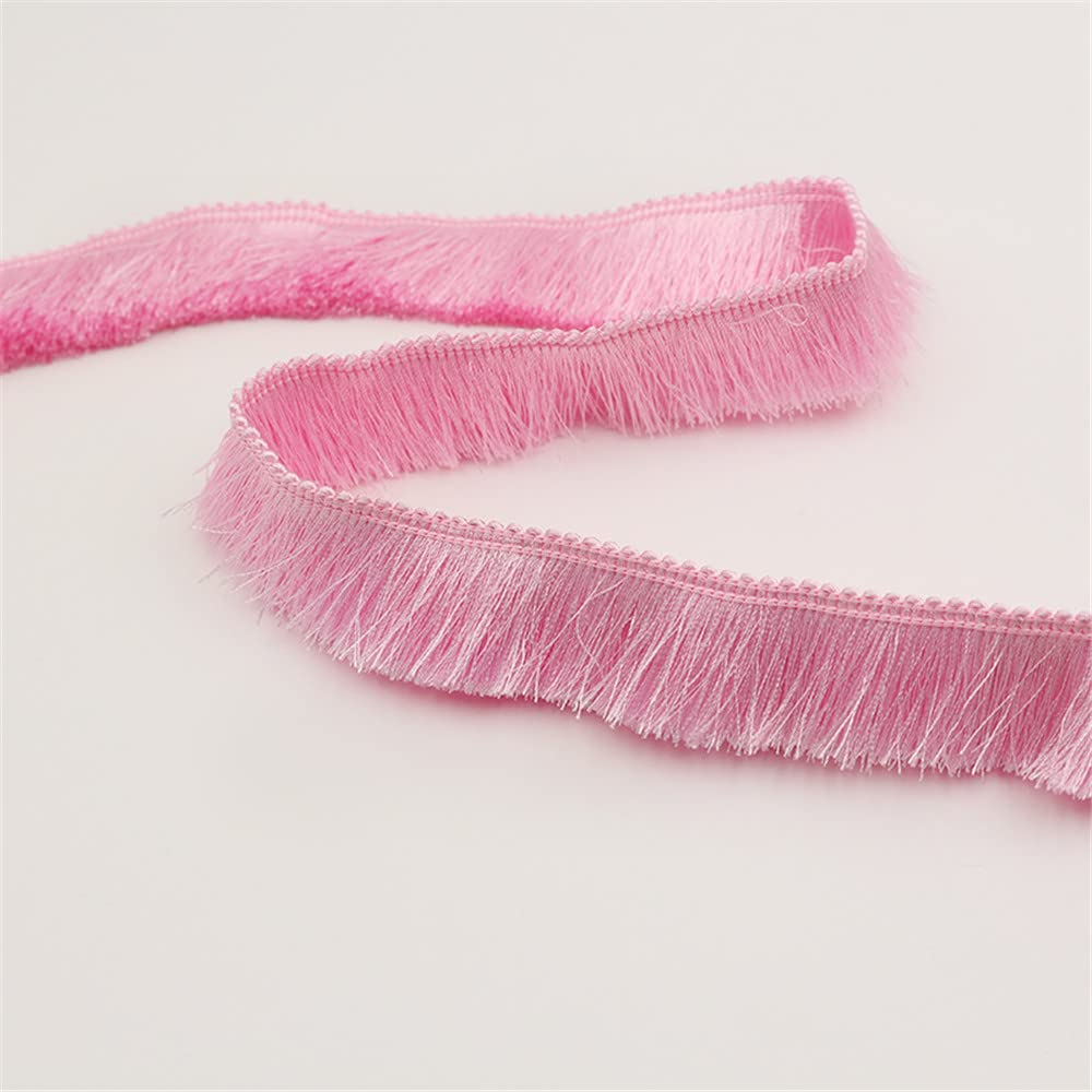 20 Meters 2.8cm Fringe Tassel Trim Fringe Trim Macrame Tassel Ribbon Cotton Tassel Fringe Lace Edging Trim Ribbon Lace Trim Fabric for Clothes Curtain Blanket Hammock Umbrella Decor Sewing (Pink)