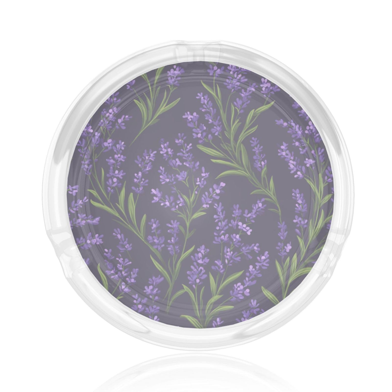 Motif Of Lavender Plants On Dark Purple Glass Ashtray For Cigarettes Ash Trays Case For Home Office Decor