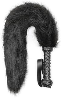 OhMill Fouet en Peluche avec Poignée en Cuir PU Fouet en Queue de Renard Fouets d'Entraînement Sexy Jouets Adultes pour Cosplay Chambre Amoureux