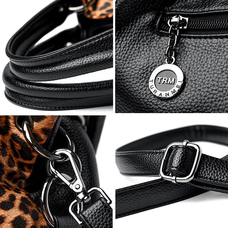 Borsa a mano da Donna con Tracolla in Pelle Sintetica Borsa a spalla Donna Sacchetto Borse Manici Donne Borsa Bauletto Modello leopardo Borsetta