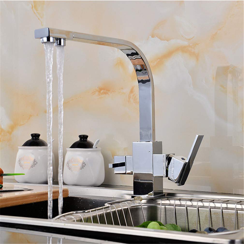 GLETSF 360 Swivel Kitchen Faucet with Water Filter | Chrome 2-in-1 Drinking Tap & Purifier | Modern Sink Mixer for Clean Water,