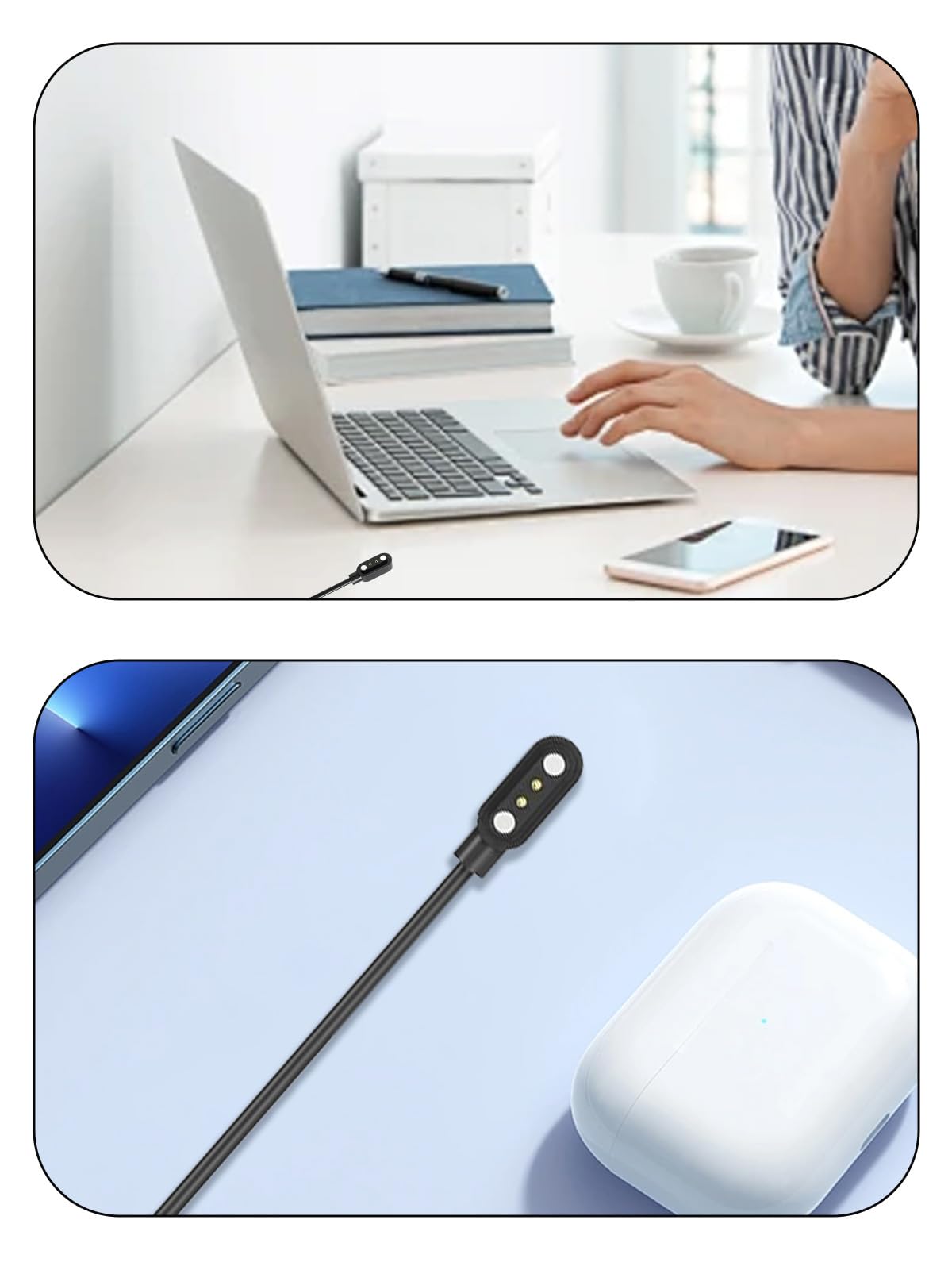 [2er-Pack] für ZKSSGY C60 Fitness Tracker Smartwatch, magnetisches USB-Ladekabel, 2-poliges Kabel-Ladegerät für Smartwatch.