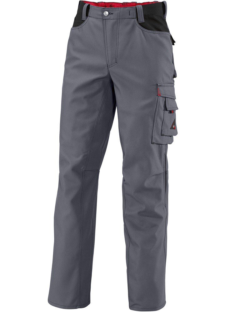 BP 1803-720-5681 Work Trousers, With Double Waist Button And Elasticated Back, 305,00 G/M², Reinforced Cotton, Anthracite/Red, Size 31/32L
