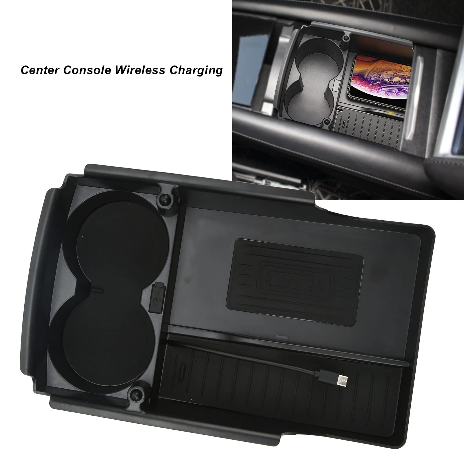 Console centrale Cordless Ricarica 5 W Organizer Caricatore del telefono di ricambio per modello .S X 2016‑2019 Tappetino di ricarica Vassoio console centrale Scatola