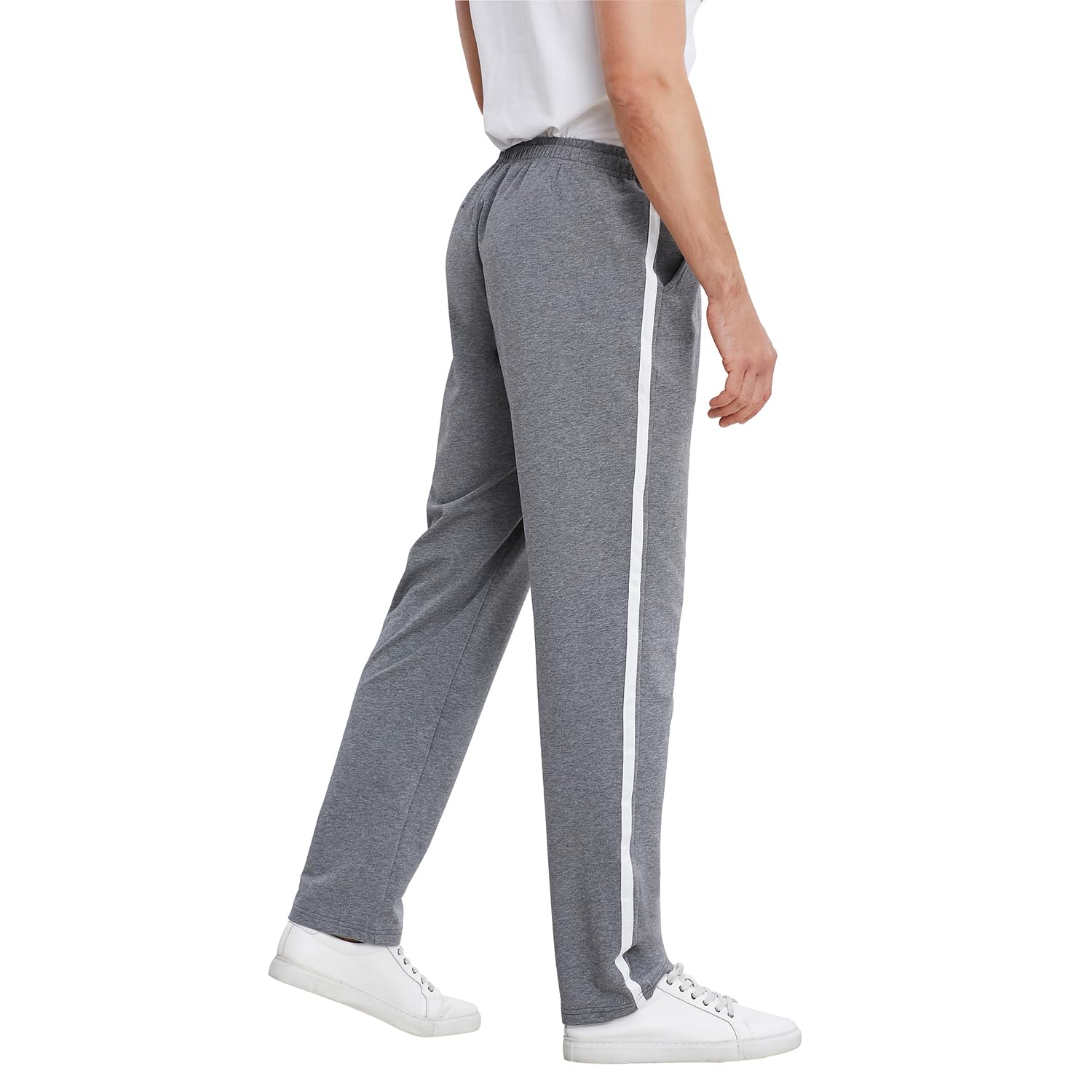 Spodnie do Joggingu Męskie Bawełniane Spodnie Dresowe z paskami Spodnie Treningowe Spodnie do Biegania Długie Spodnie Rekreacyjn z Kieszeniami dres Treningowy
