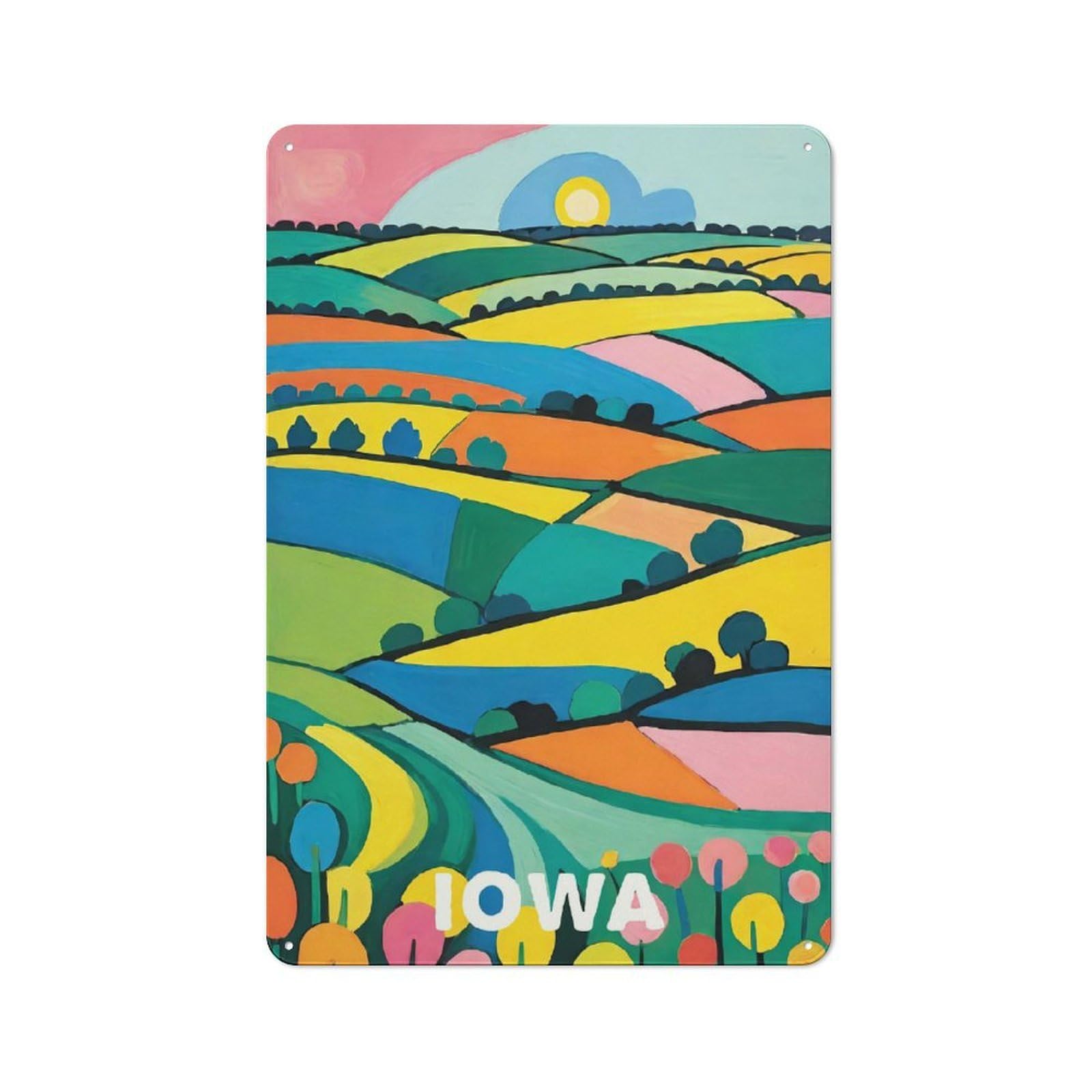 Junmoney Style-11 Classic Iowa Print Travel Poster Metal Gift Sign 30X20cm, Small Space Decor For Home, Shop, Pub Or Studio Wall