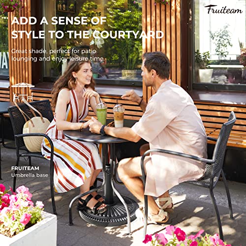 Image of FRUITEAM 17.8 inch 33 lbs Round Patio Umbrella Base Pre-Filled Umbrella Stand Sun-Flower-Pattern Heavy Duty Market Umbrella Base Stand for Patio, Outdoor, Swimming Pool, Black