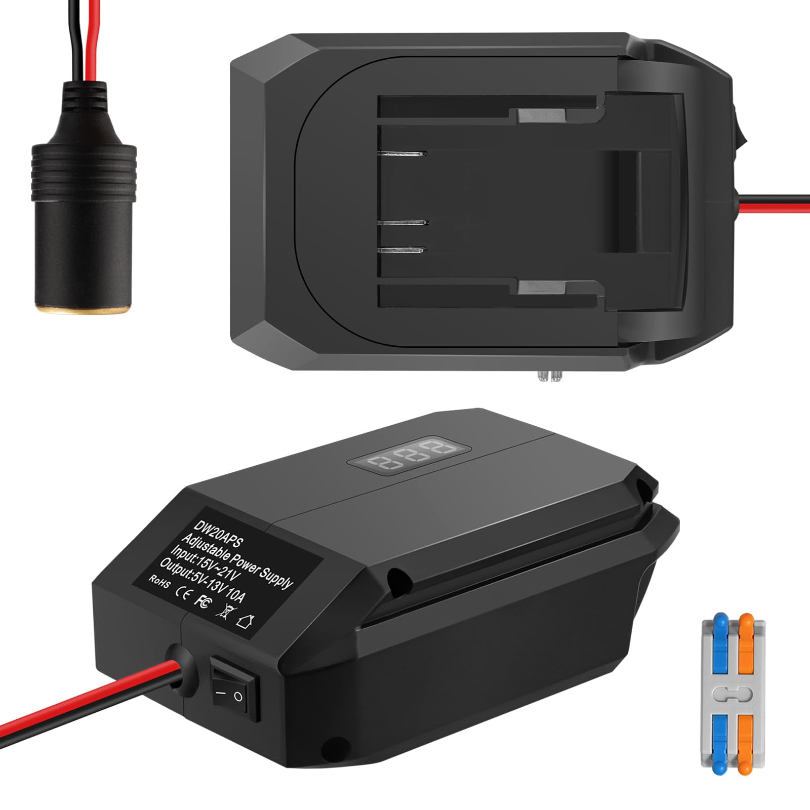 Amazon.com: 20V to 12V Step Down Converter for DeWalt 20V Battery Power  Wheel Adapter, Voltage Reducer Transformer Adapter with Cigarette Lighter,  Buck Converter Regulator for Car Appliances : Automotive