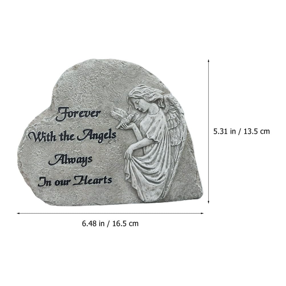 VANZACK Statua Angelo Commemorativa a Cuore in Resina per Giardino Esterno