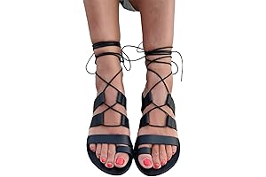 Black Lace Up Gladiator Sandals