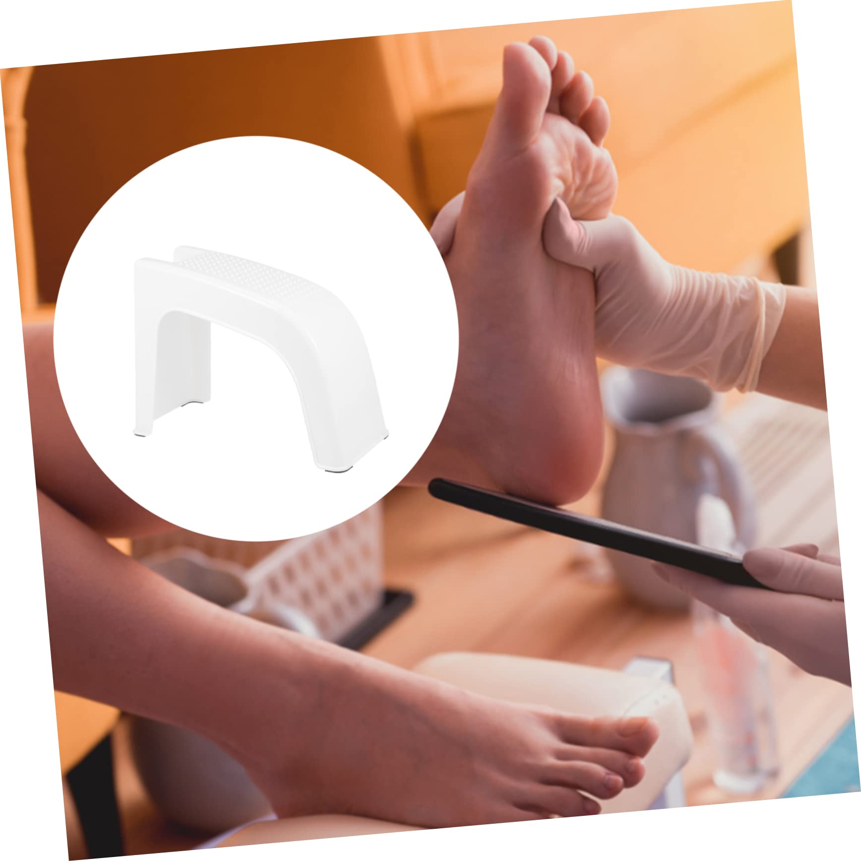 Homoyoyo Sgabello Poggiapiedi per Pedicure in ABS Beige, Confortevole e Antiscivolo, per Casa e Allenamento Pedicure Professionale