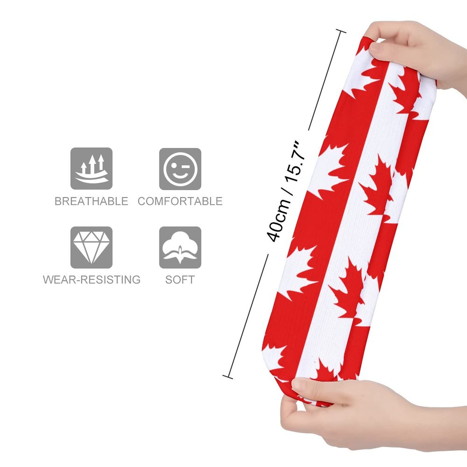 Canadian Maple Leaf Knee High Socks Thermal Stockings Cushion Sport Tube Socks for Women Men