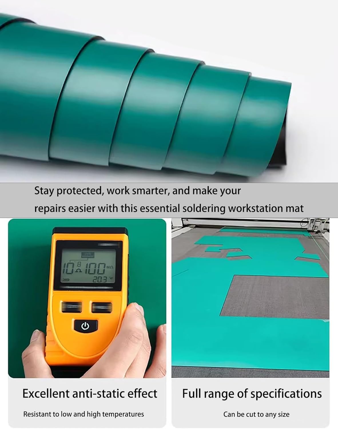 Estera de soldadura for banco de trabajo resistente al calor | Estera de reparación de goma antiestática, almohadilla de reparación de electrónica, for soldadura tecnológica(80x100cm)