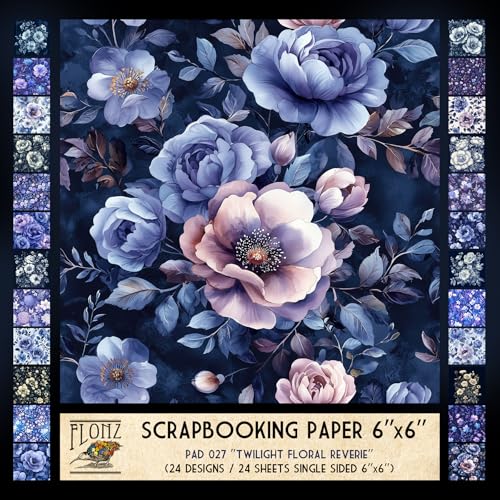 Papier pour scrapbooking FLONZ Rêverie florale crépusculaire 24 feuilles de 15,2x15,2 cm