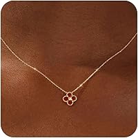 ZOERAY 14K Gold Plated Four Leaf Clover Birthstone Necklace for Women - Non-Tarnish Dainty CZ Pendant Choker, Valentine's Birthday Gifts
