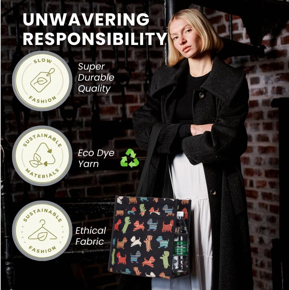 Signare Tapestry Shoulder Bag Shopping Bag for Women with Playful Puppy Design (SHOP-PUPPY)