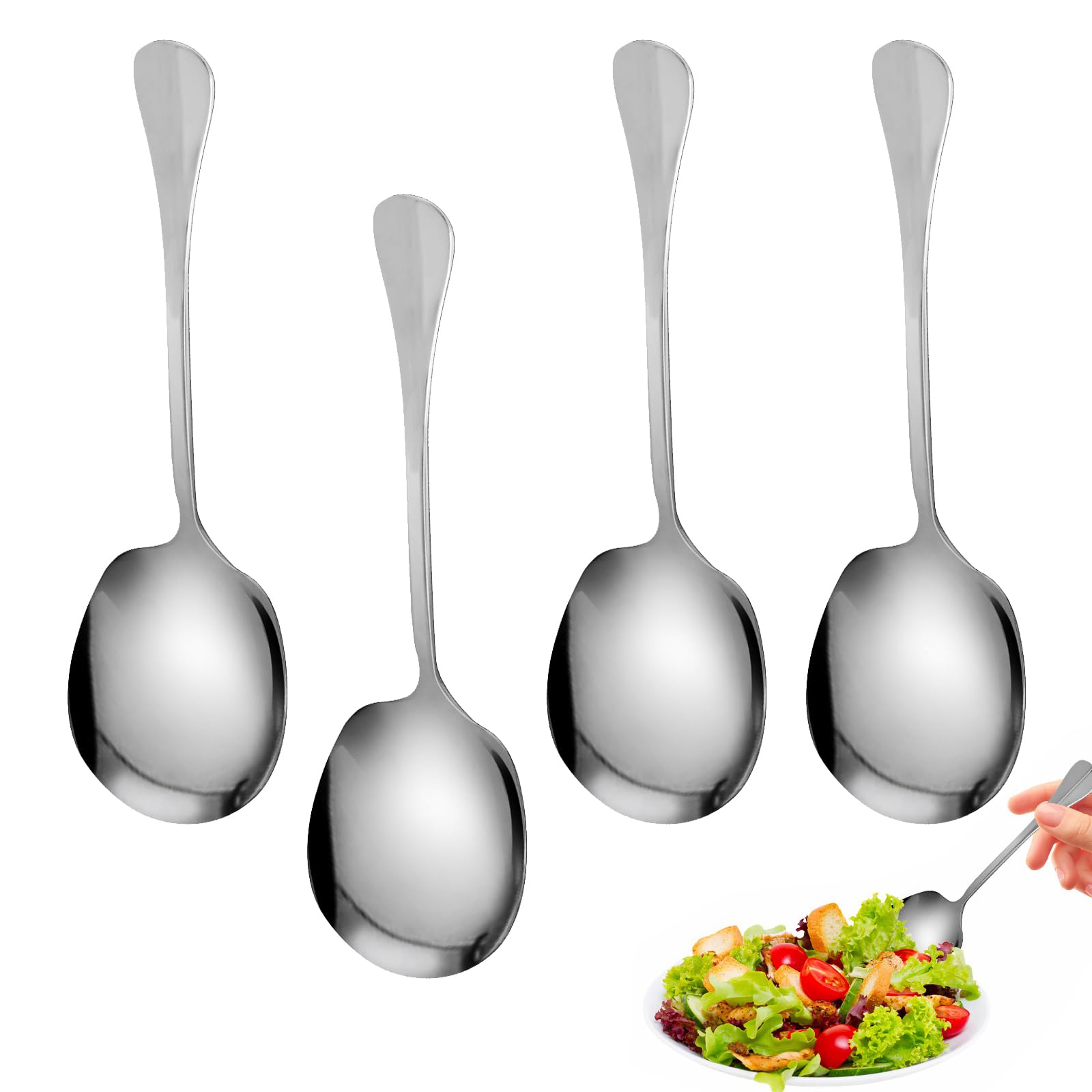 4 Pieces Stainless Steel Spoons, Buffet Spoon, Large Square Spoon, Banquet Restaurant Serving Spoons Large, 21cm Long