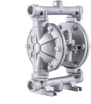 Double Diaphragm Pump Air Operated 1/2 inch Inlet/Outlet Pneumatic Waste Oil Transfer Pump for Chemical QBK-15P 9 GPM Dual Diaphram Polypropylene Nitrile Rubber by Stainless Steel Iron 120 PSI