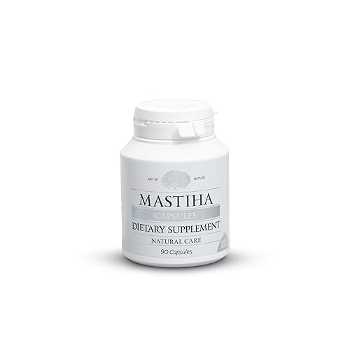Cápsulas de goma mastiha Mastiha de Chios 100% puras de 350 mg 90 unidades de suplemento de goma mastica de apoyo digestivo natural Vegano, libre