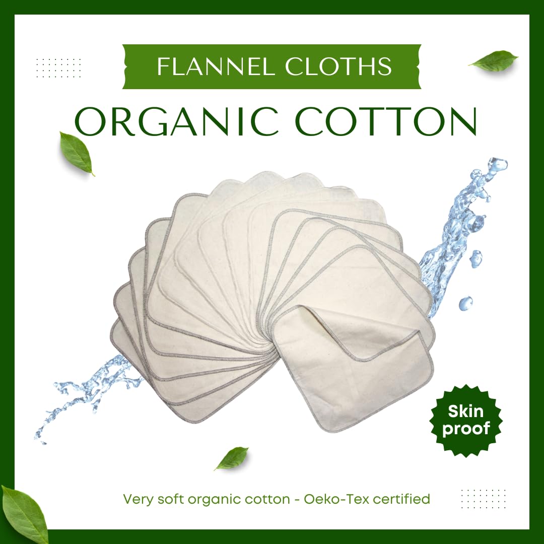 avo + cado Single-layer flannel washcloths (organic) - 15 pieces (colour option: grey), Gray, 15 Stück (1er Pack) - Image 2
