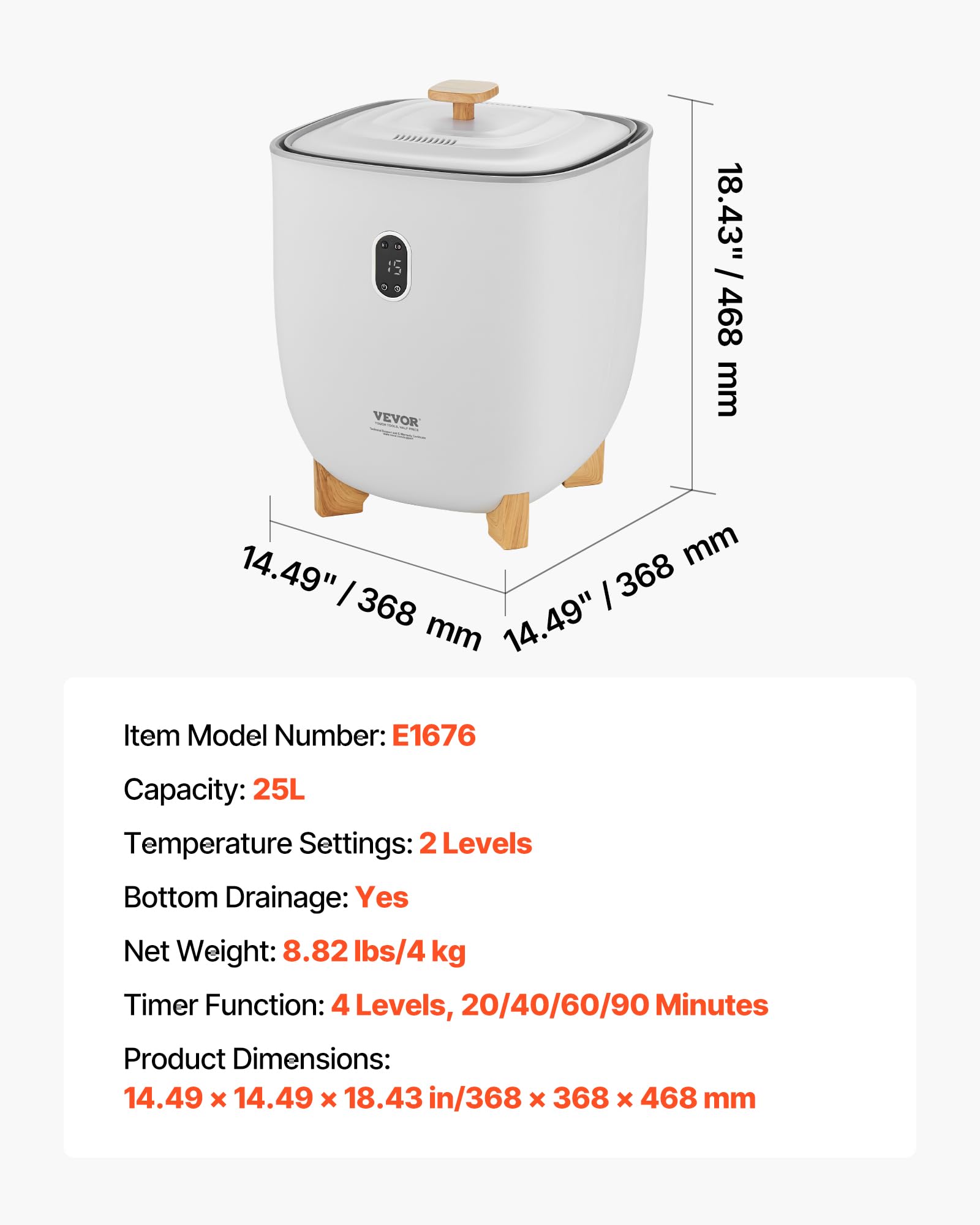 VEVOR 25 L Handtuchwärmer-Eimer, Handtuchwärmer mit LED-Bildschirm und Heizsäulen unten, intelligenter Handtuchwärmer mit einstellbarem Timer für Badezimmer, Bademantel, Decke und Pyjama