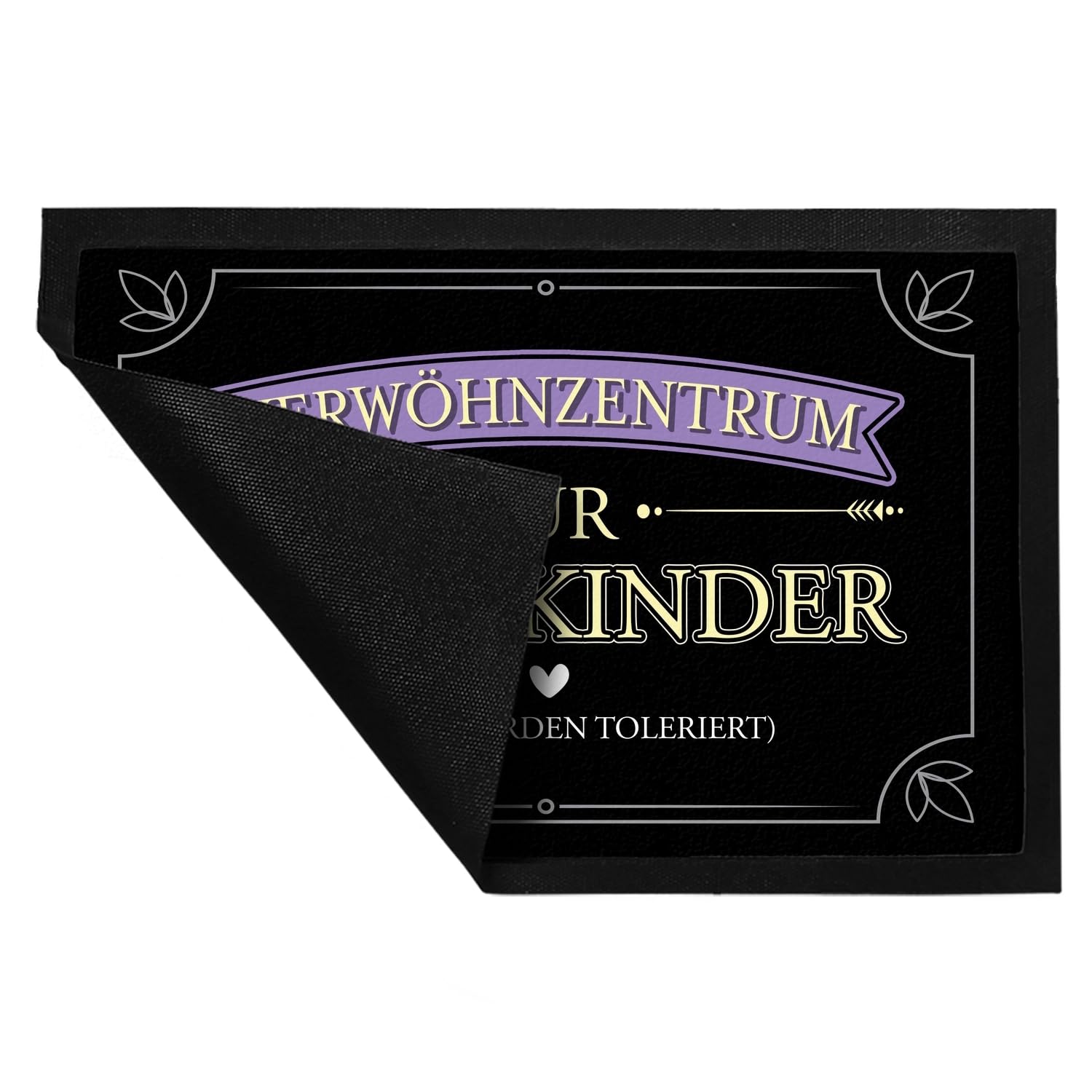 speecheese Verwöhnzentrum für Enkelkinder Fußmatte XXL in 50x75 cm mit lustigem Spruch für Großeltern Eltern Werden toleriert Geschenk für Oma und Opa Familie Verwöhnen