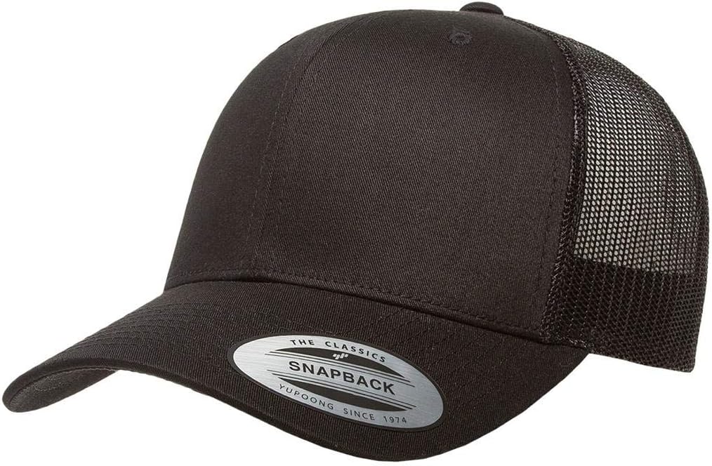 6606, 6606T, 6606MC, 6606C Meshback Retro Trucker Custom Hat (Logo - Black/Black)