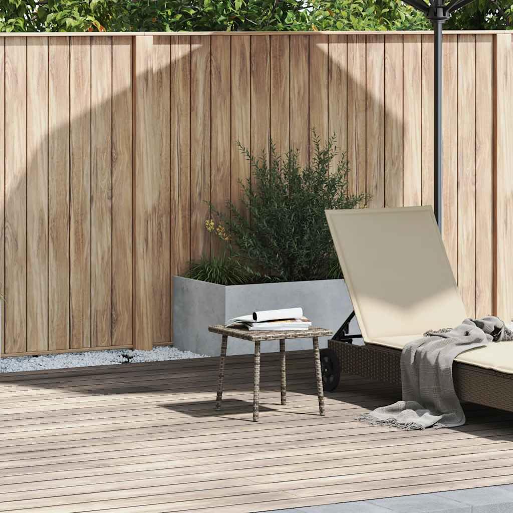 Tavolino da giardino rettangolare in polyrattan, 40 x 40 x 37 cm, colore grigio