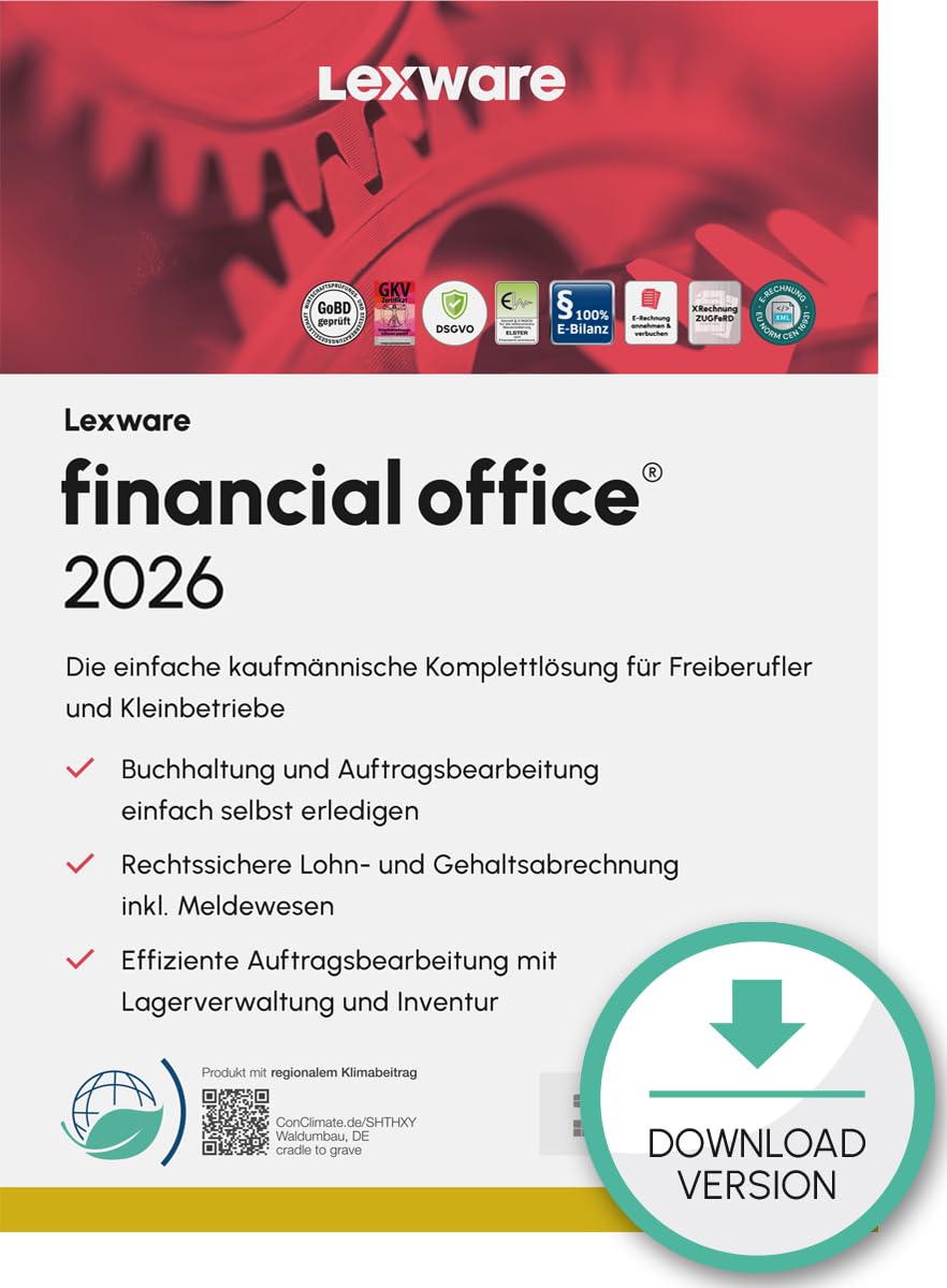 Lexware financial office Standard 2026 (365 Tage)| Einfache kaufmännische Komplett-Lösung | PC Aktivierungscode per Email