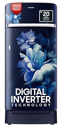 Samsung 189L 5 Star, Inverter, Direct-Cool Single Door Refrigerator (RR21C2H25UZ/HL,Midnight Blossom Blue) Base Stand Drawer, 2023 Model