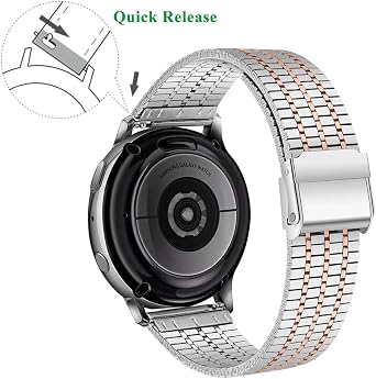 Quick Release Watch Strap, Stainless Steel Watch Straps with Metal Clasp, Smart Watch Band for Men and Women, Compatible for Galaxy, Garmin, Withings, Huawei, Amazfit and Seiko Watches