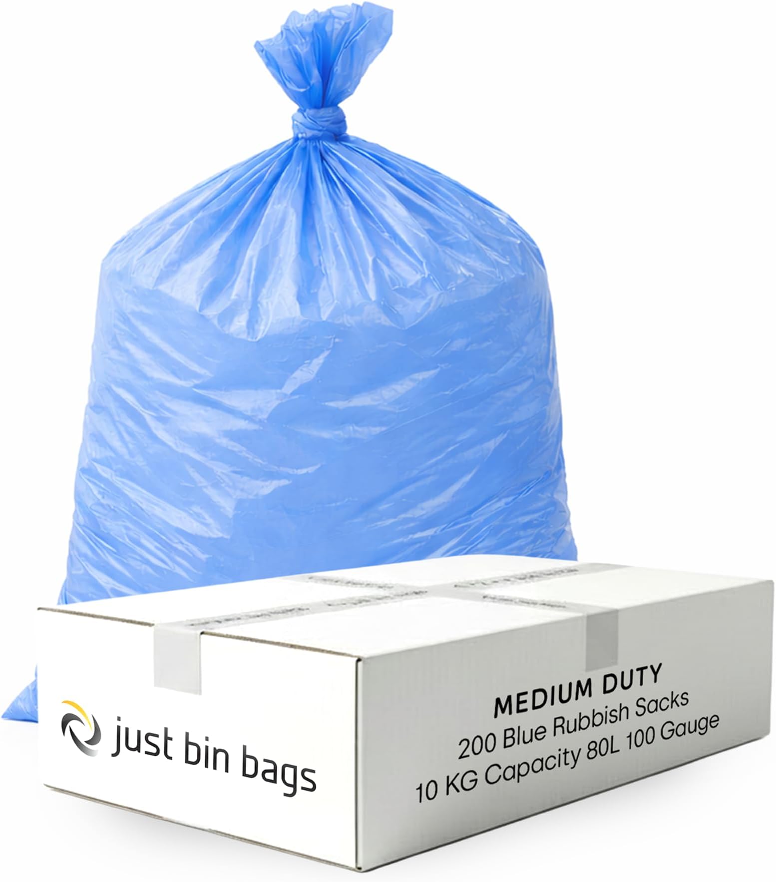 200 x 80L Blue Coloured Refuse Sacks | 25 Micron Medium-Duty Bin Bags | Colour-Coded Waste Management for Recycling, Offices & Commercial Use