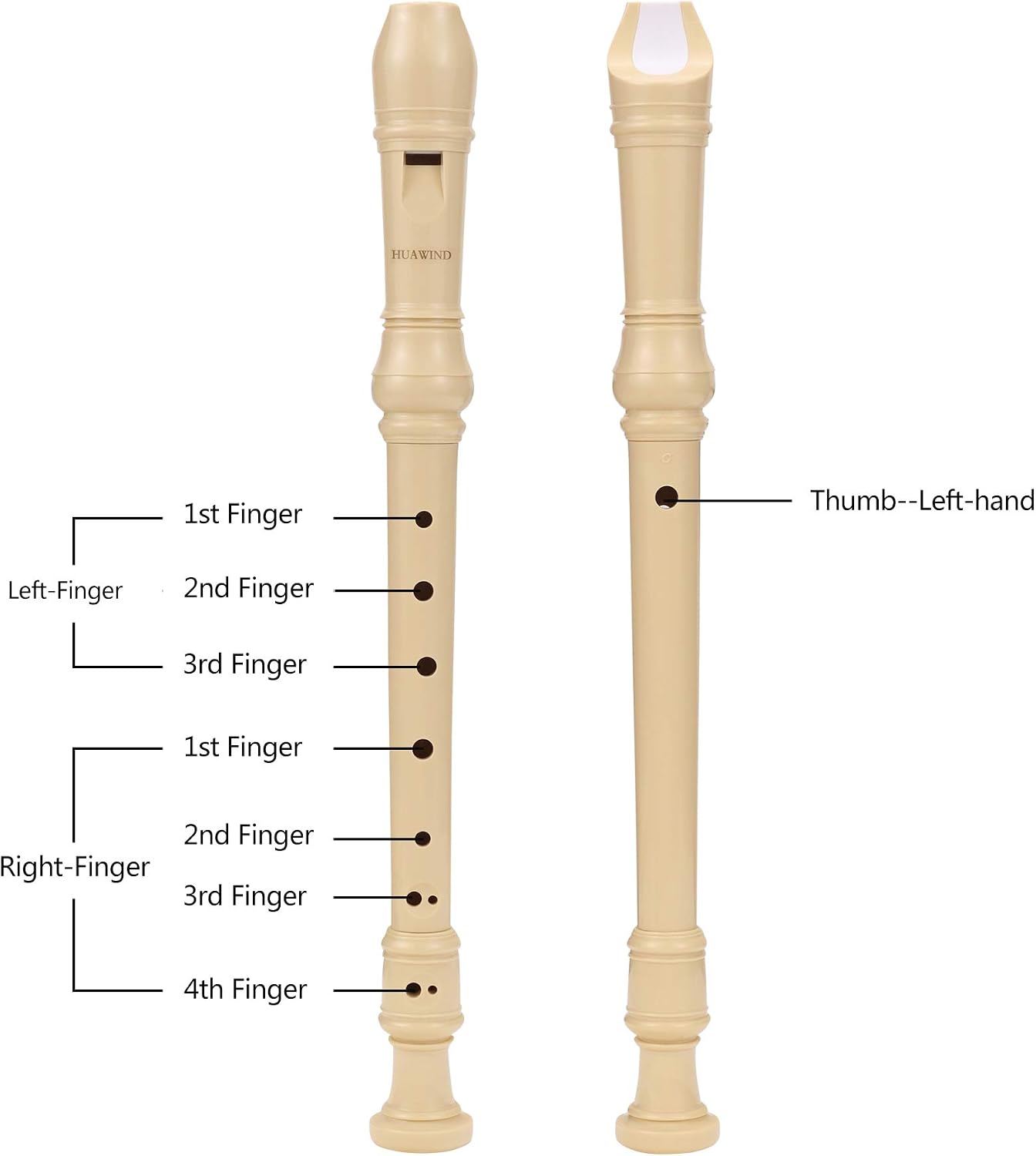 HUAWIND Soprano Descant Recorder German Style Key of C 8 Hole Instrument for Kids With Cleaning Rod Carrying Bag School Student Music Instruments (2 Pack)