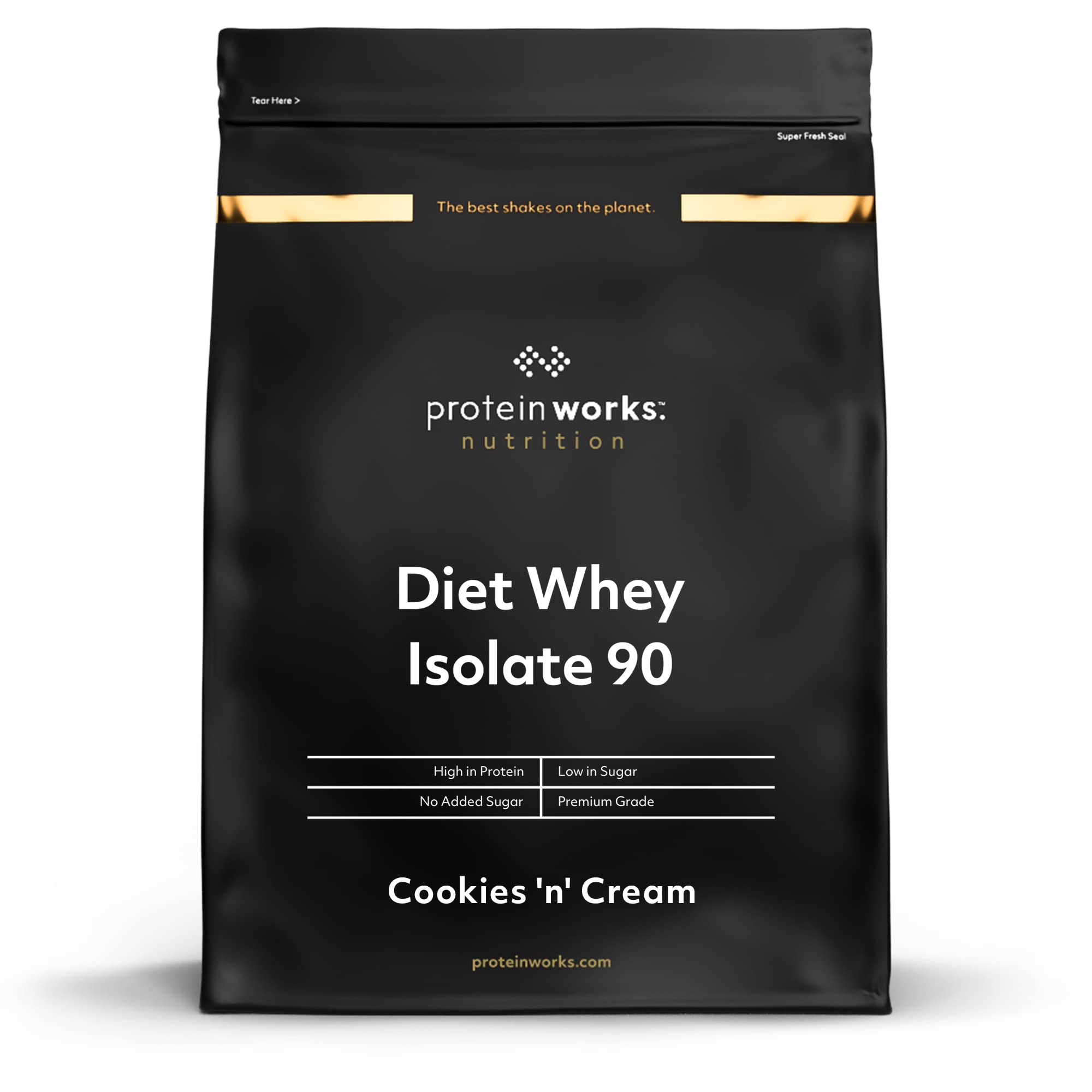 THE PROTEIN WORKS - Diet Whey Isolate 90 | Whey Isolate Powder | Low Calorie Shake | 40 Servings | Cookies 'n' Cream | 1kg