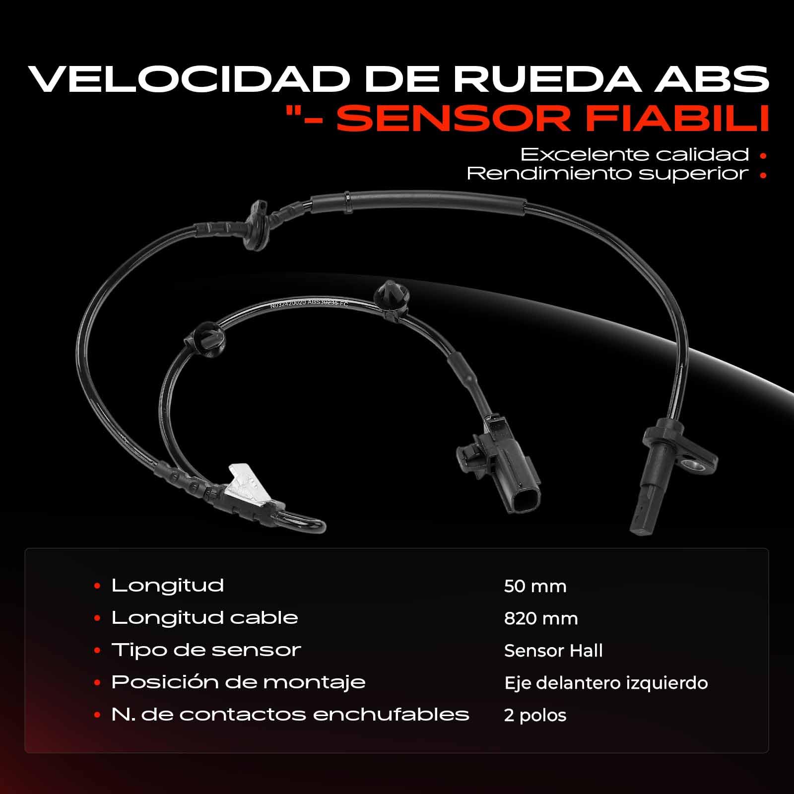 Frankberg Sensor de velocidad de ruedas Sensor ABS 2 Polos Compatible con Vitara LY SX4 S-Cross JY Replace# 30235