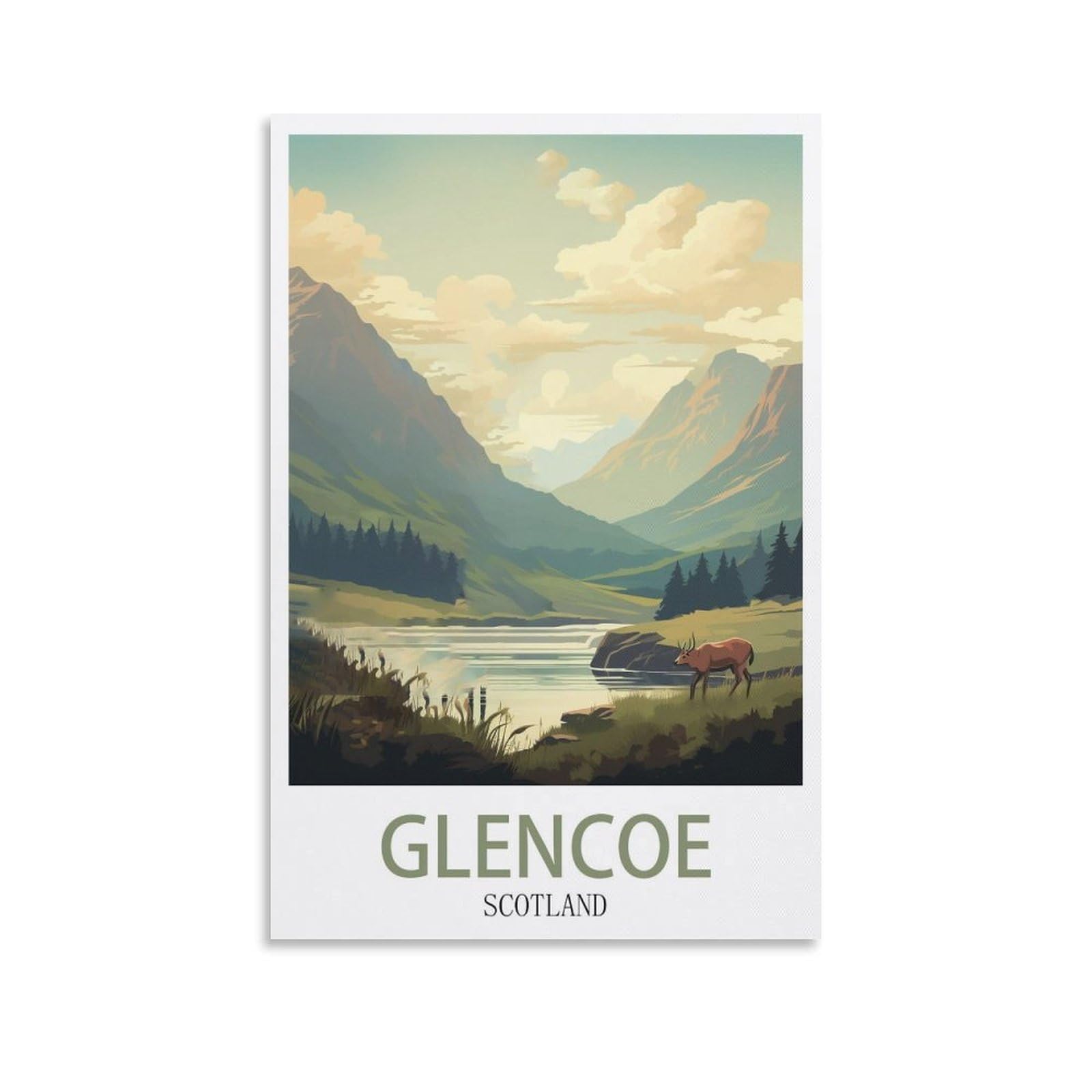 EZMLFA 5D Diamond Art Kits Adults,Glencoe Scotland,DIY Cross Stitch Crystal Rhinestone Embroidery Pictures Craft for Home Wall Deco 40x40cm