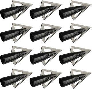 Traditional Wooden Arrow Specific Hunting Broadheads - 12pcs 135 Grain, 0.35" Inner Aperture, 1" Cutting Diameter, Ultra-Sharp 2-Blade, Easy Self-Install & Black Finish
