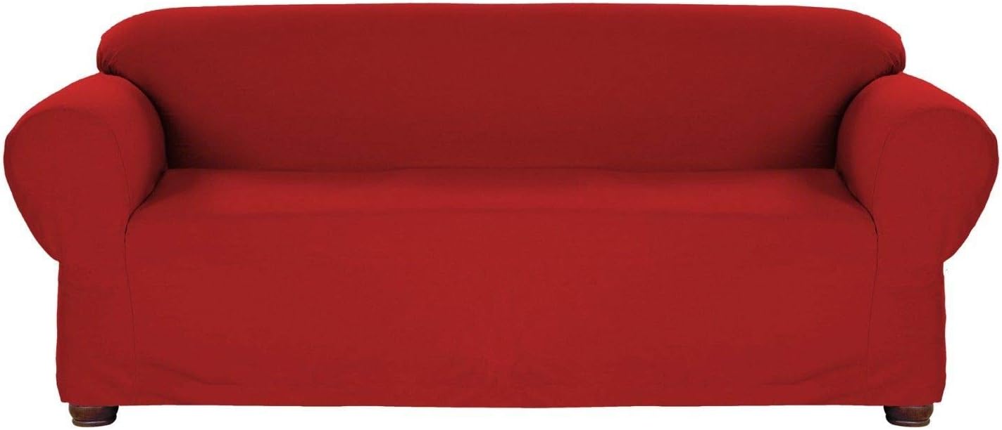 RED Jersey Stretch Slipcover, Couch Cover, Sofa Love Seat