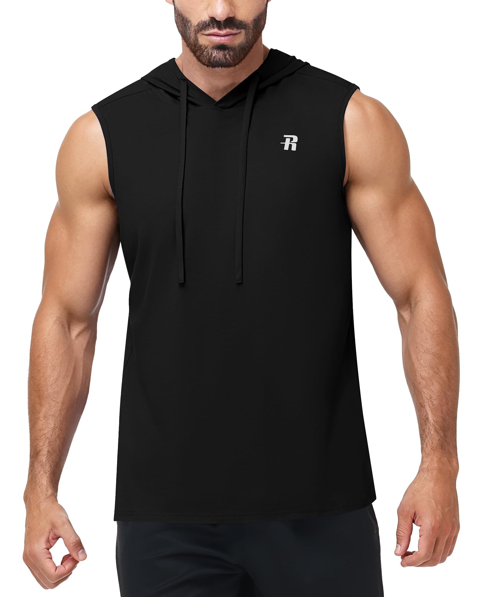 Photo 1 of Runhit Men's Hooded Tank Top - Black XL