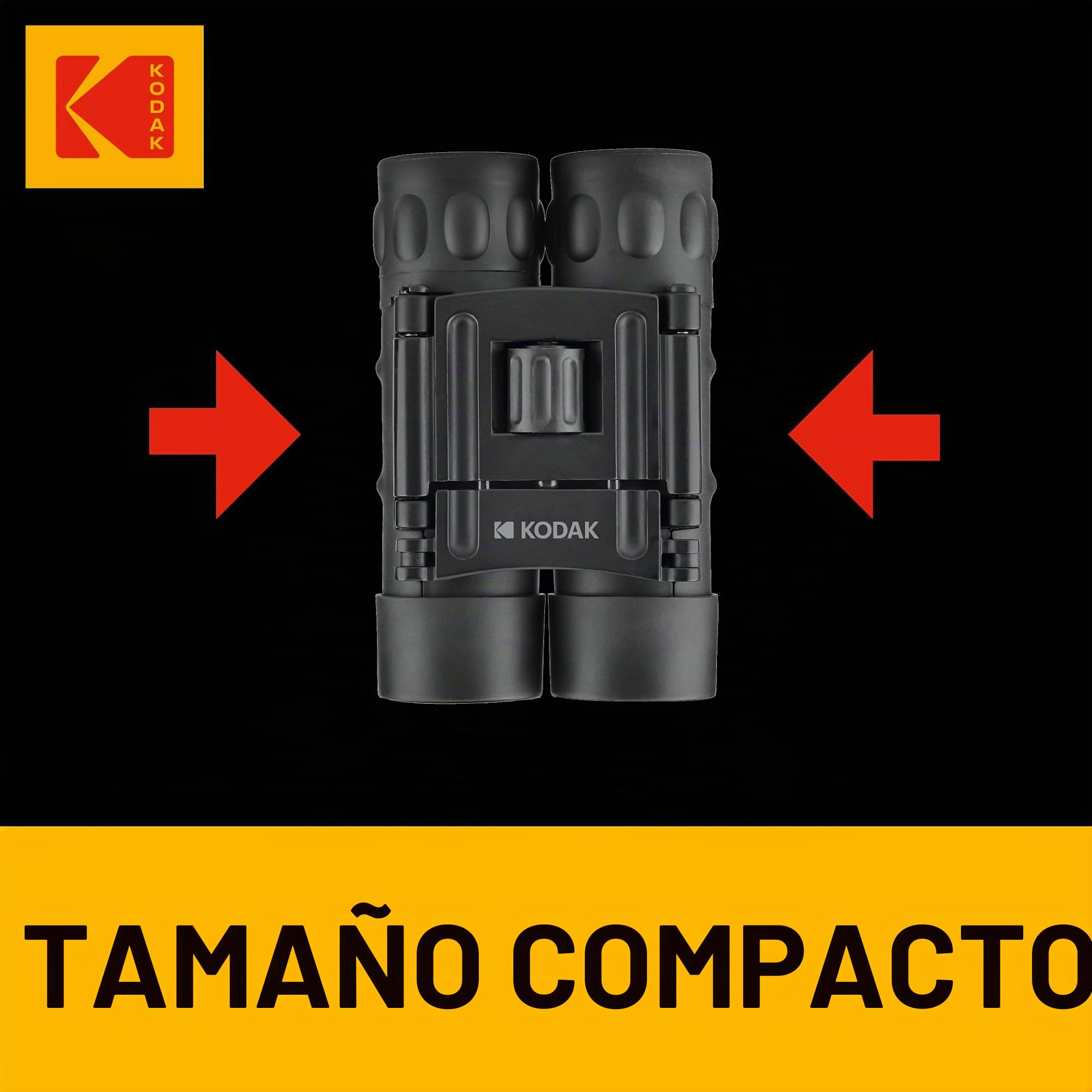 KODAK Binocular BCS400 - Prismáticos compactos, aumento de 10x, lentes de 25 mm, revestimiento de goma - Negro