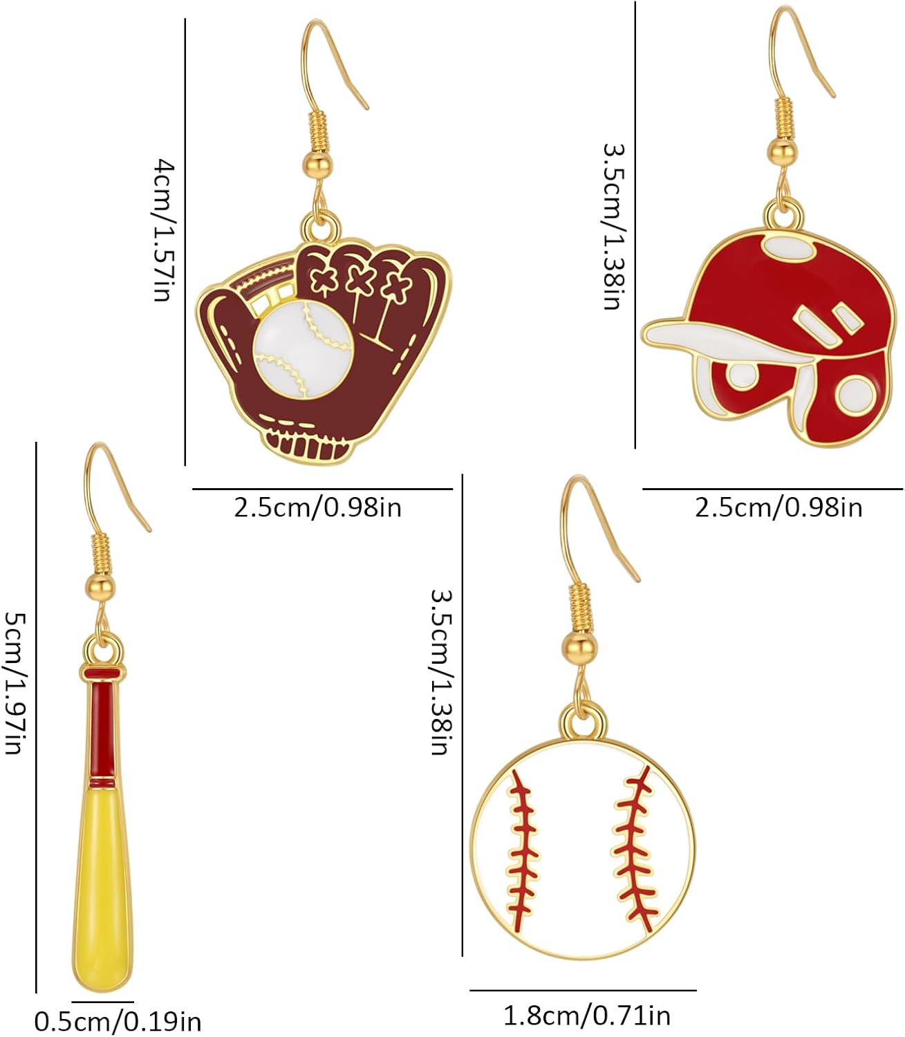 4Pairs Baseball Earrings for Women,Stylish Baseball Jewelry for Women Baseball Lovers, Baseball Mom Accessories - Image 4