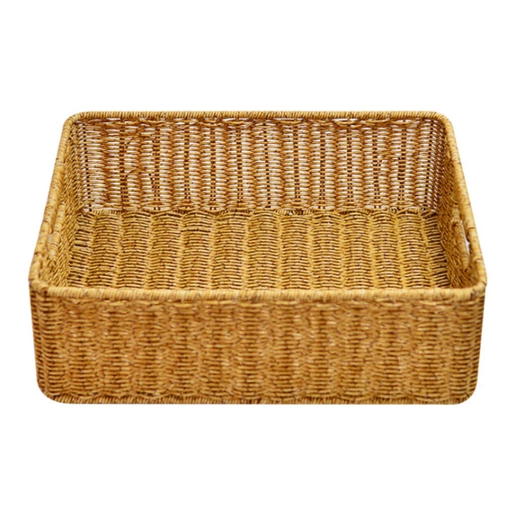 Storage Organization Picnic Basket Handwoven Rectangular Rattan Plastic Fruit Tea Snack Bread Storage Indoor Outdoor