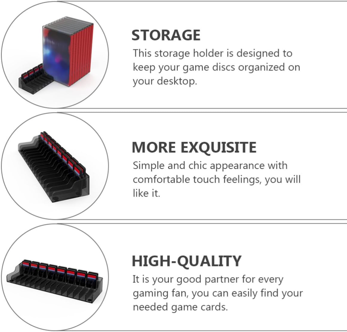 YARNOW Vertical Abs Black Game Cards Holder Rack for Desktop Storage image 3