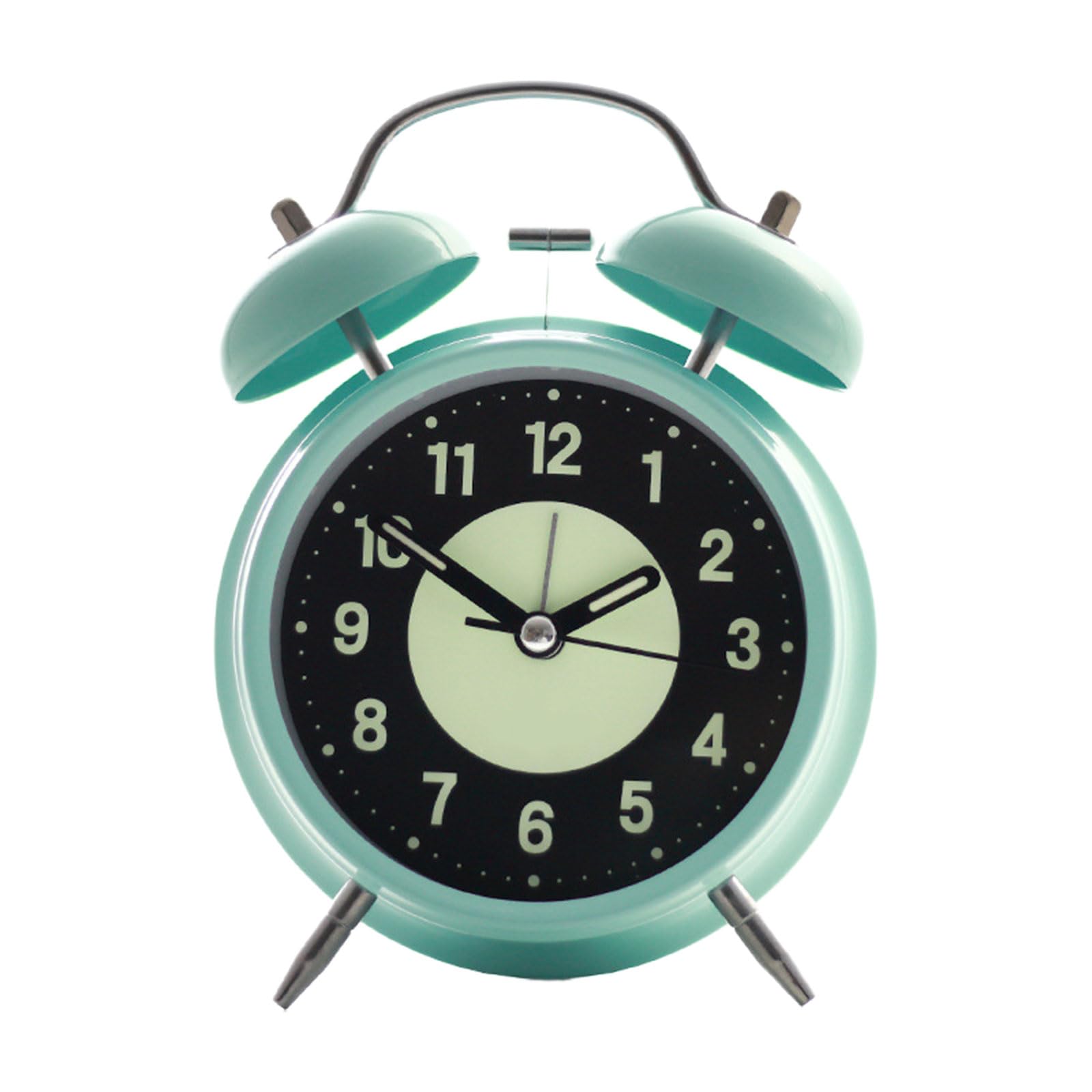 YWLUUOO Loud Alarm Clock with Double Bells and Nightlight Quiet Mechanism Glowing in Dark Dials Desk Clock for Bedroom Wake Up Alarm