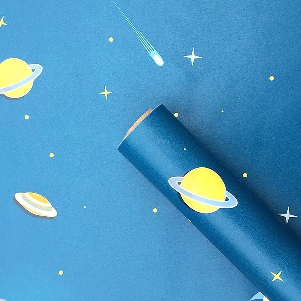Amazon Brand - Umi Self Adhesive Waterproof Wallpaper PVC Vinyl Decorative Wall Covering Old Furniture Bedroom Hall Living Room 45cmx300cm (Blue Planet) (B0C3LYTJNP) Amazon Price History, Amazon Price Tracker