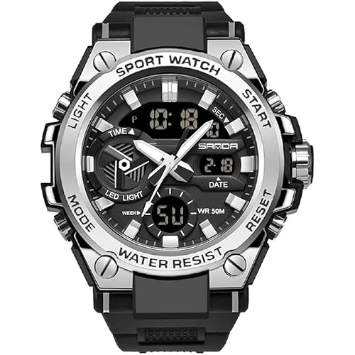 KXAITO Men's Watches Sports Outdoor Waterproof Military Watch Date Multi Function Tactics LED Alarm Stopwatch